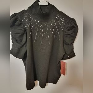 P/LG BLACK SWEATER/BALLON SLEEVES, NWT.